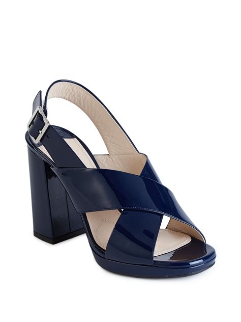 prada leather crisscross sandal|prada block heel slide sandals.